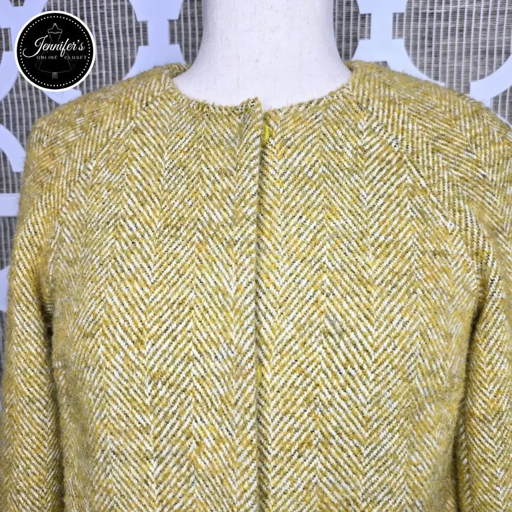 Boden Mustard Sienna Herringbone Wool Alpaca Blend Driving Coat Size 2P